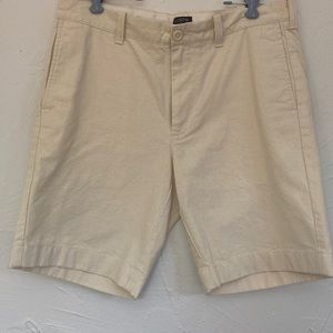 J Crew Gramercy Cream Flat Front Linen Shorts Size 32W